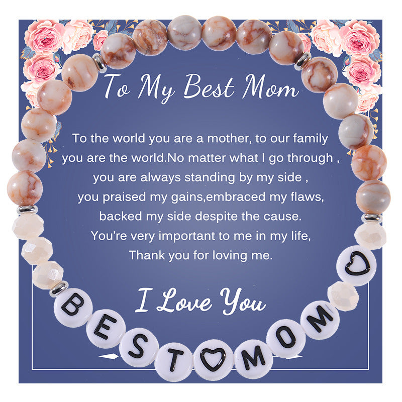 Wholesale Mother's Day Alphabet Natural Stone Beaded Bracelet